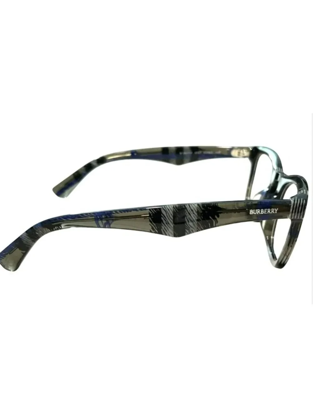 Burberry Eyeglasses  B2291 Square Frame Gray & Blue Plaid Acetate New